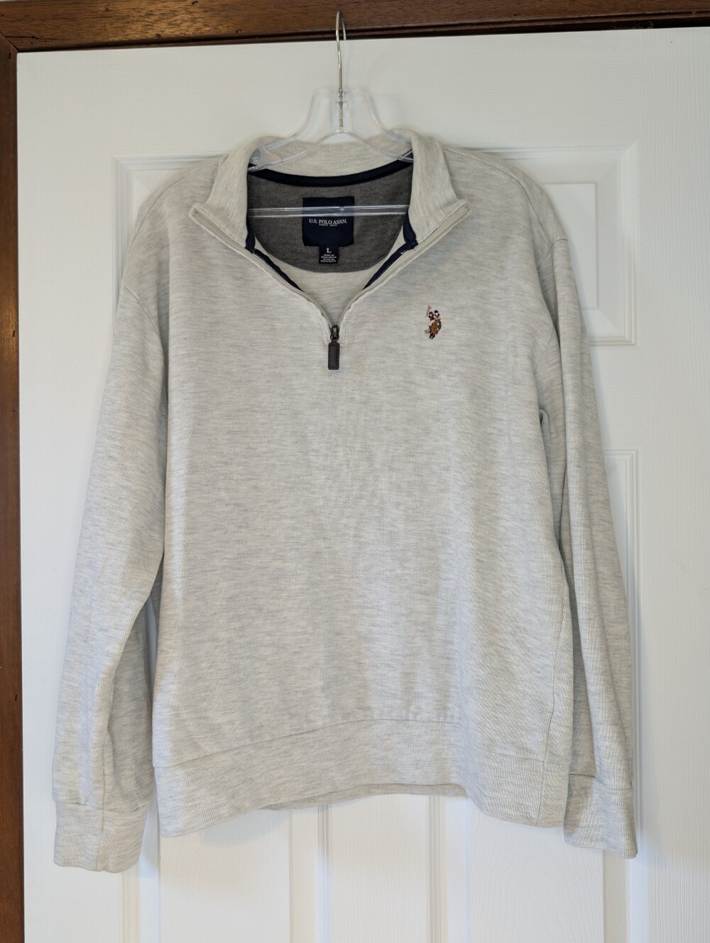 U.S. Polo Assn. Men’s Light Heather Gray Quarter-Zip Pullover-large 99% Cotton